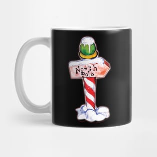 North pole sign in watercolor Mug